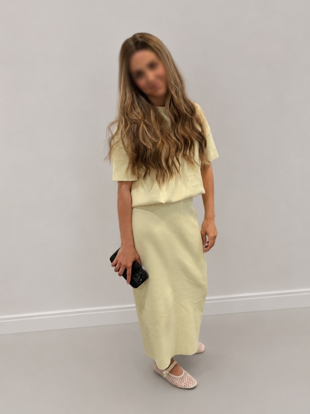 Zara Cream Knit Midi Skirt and matching top
